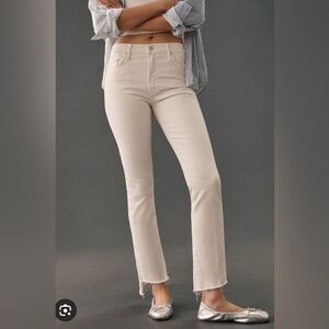 Mother the Insider Crop Step Fray Jean in chalk ivory size 26 fit like 25
